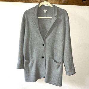 J Crew women's L gray knit sweater blazer